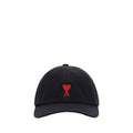 AMI Paris Black Cotton Baseball Cap