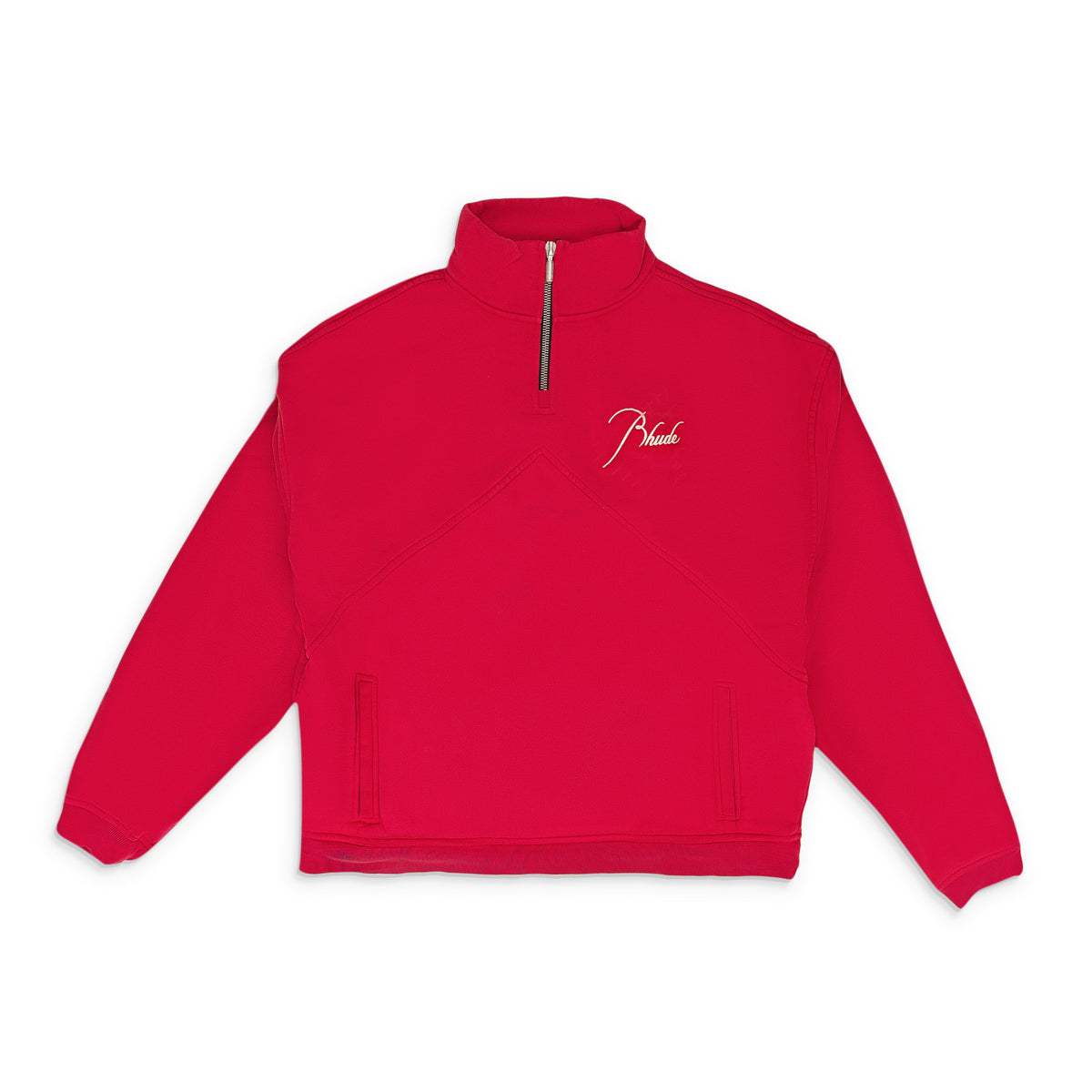 RED QUARTER ZIP SWEATER