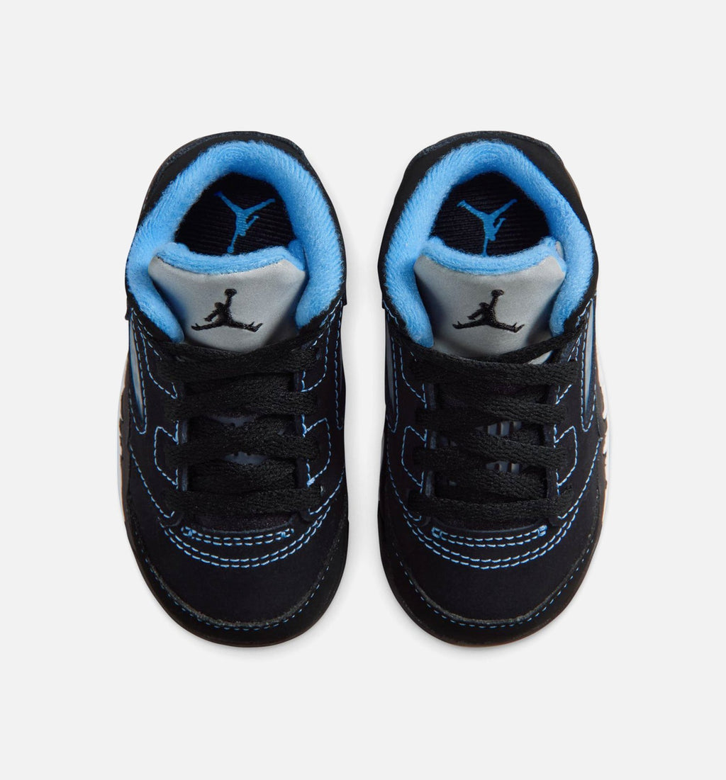 Air Jordan 5 Retro Black Carolina Infant/Toddler Shoes | Black/University Blue/White