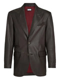Brunello Cucinelli peak-lapels leather blazer