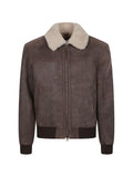 Stewart shearling-collar calf leather jacket