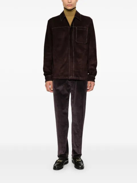 Eleventy contrast-stitched suede jacket