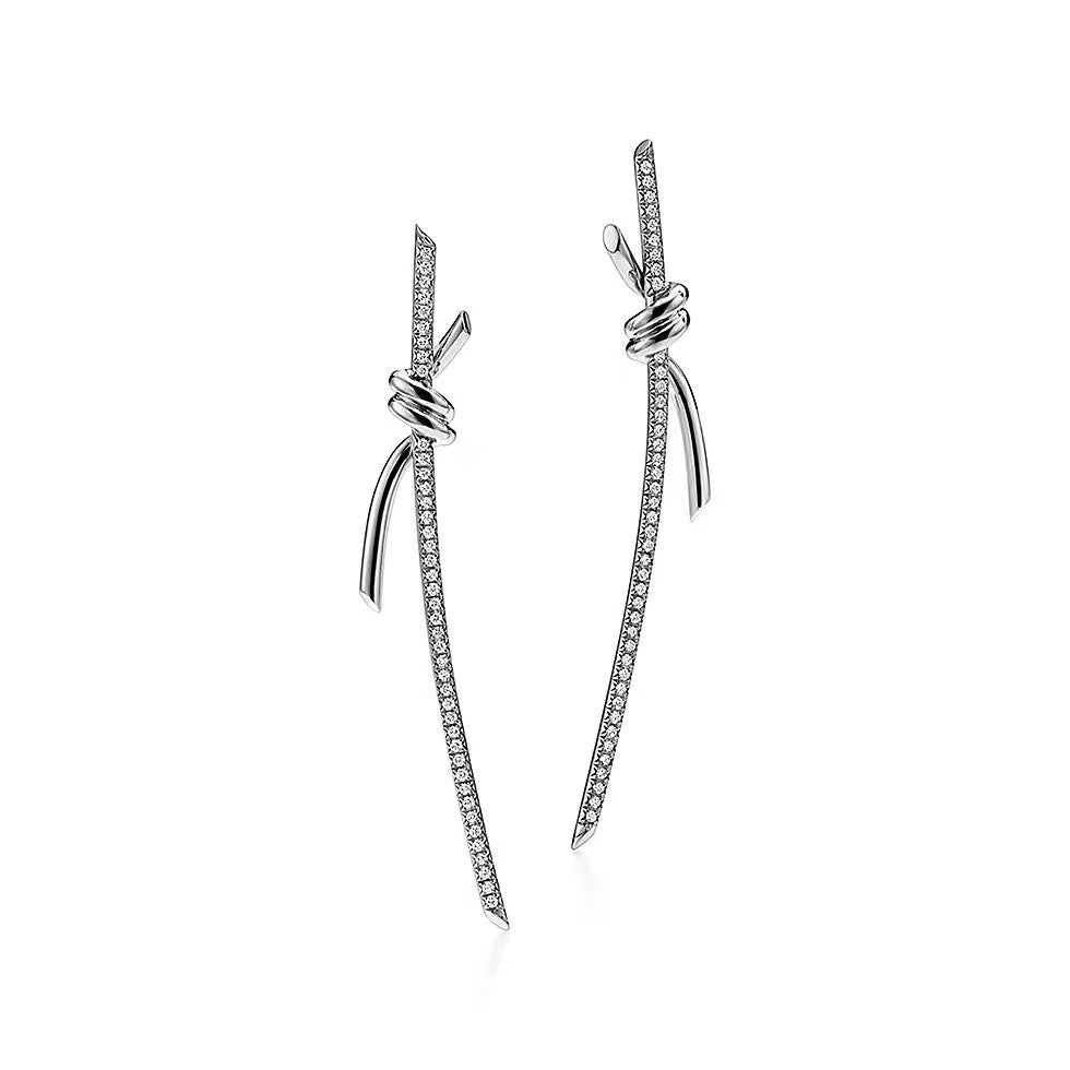 Tiffany Style Knot Cubic Zirconia 18K Gold-Plated Earrings