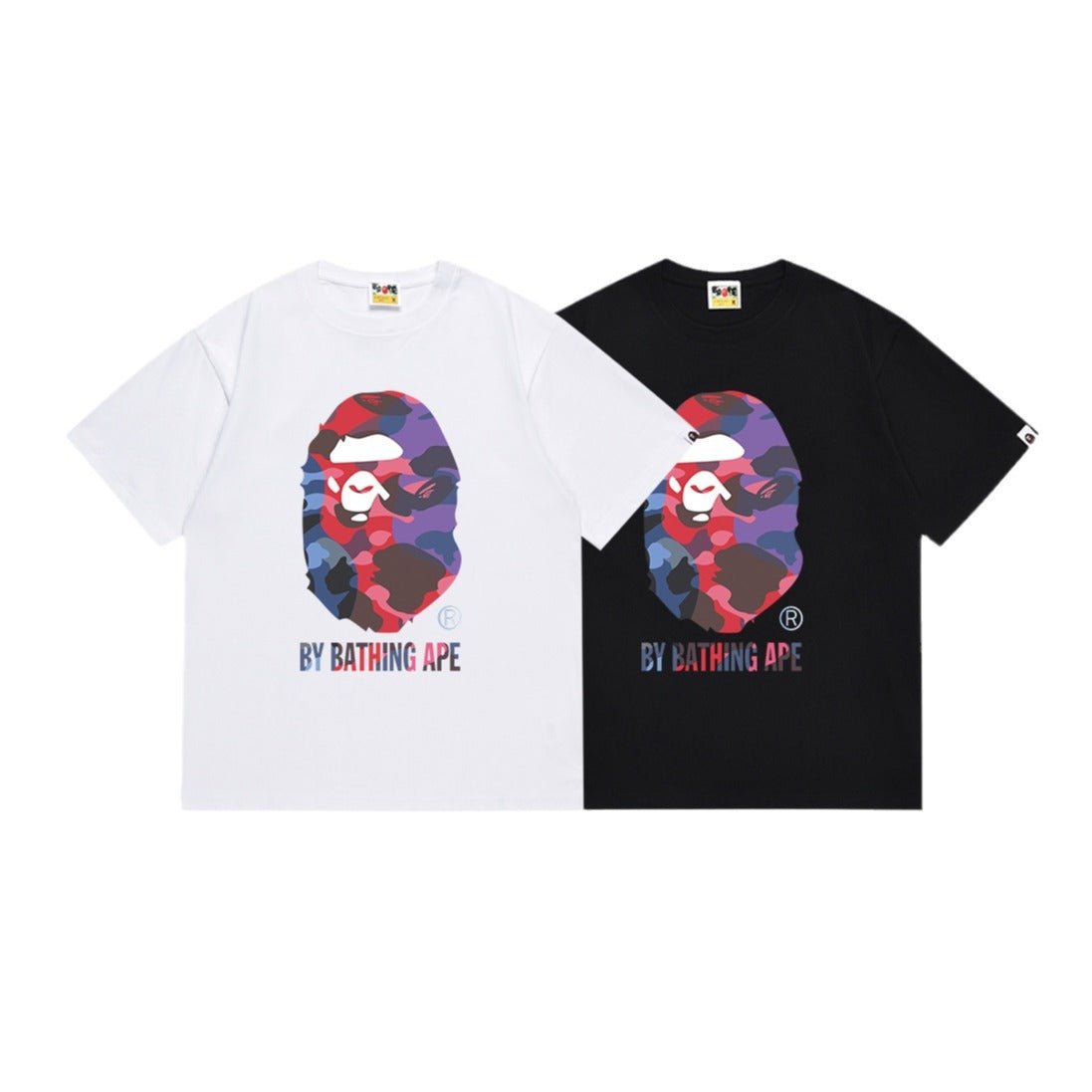 Bape Multi‑Camo Ape Head Graphic Oversized Tee Streetwear Unisex