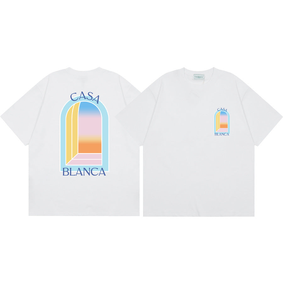 2026 New Casablanca Logo Print Loose Fit Unisex Short Sleeve T-Shirt