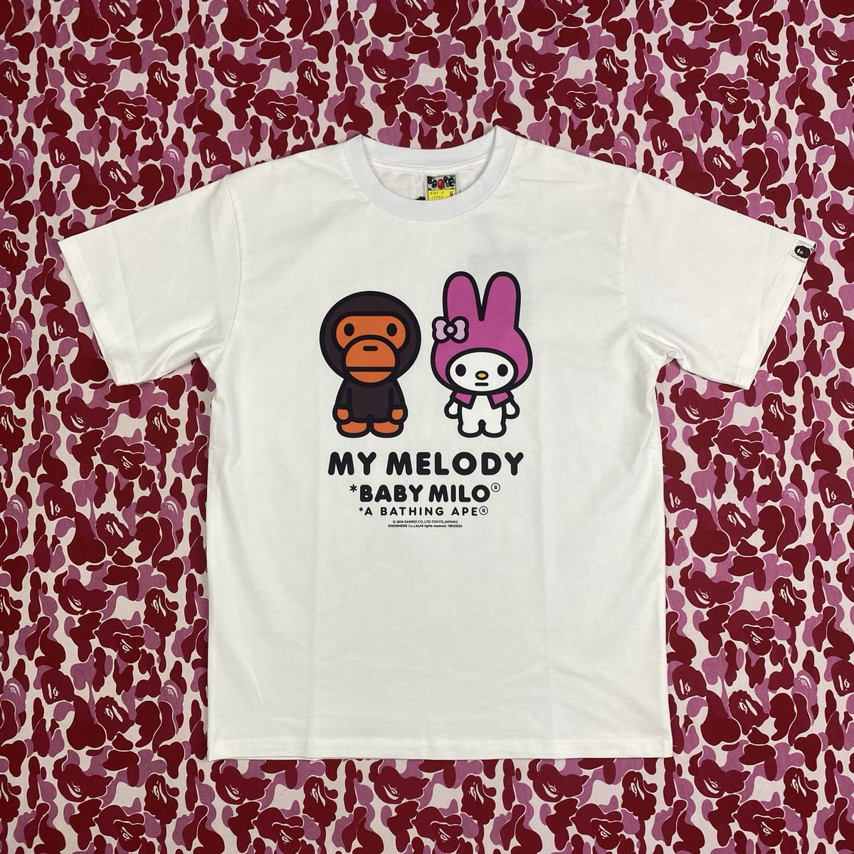 BAPE Baby Milo X Hello Kitty Graphic Tee Loose Unisex Couple T-Shirt