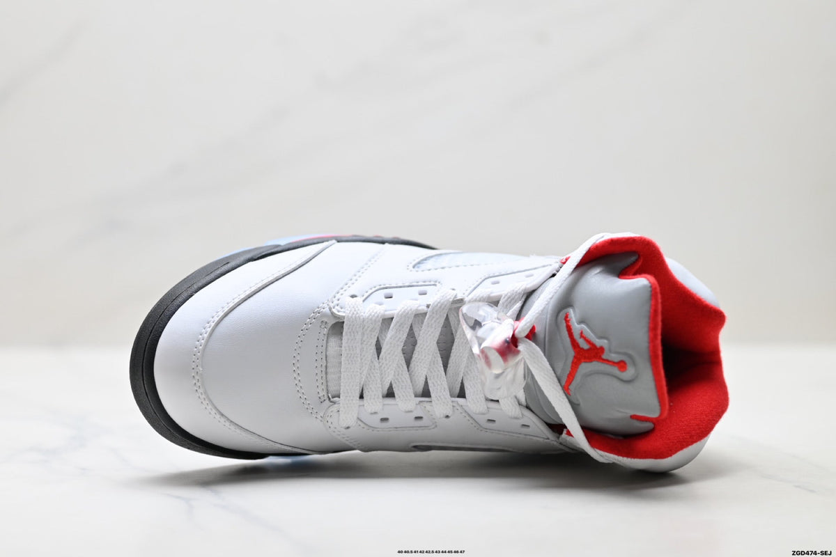 Air Jordan 5 Retro White Fire Red Ice Sneakers