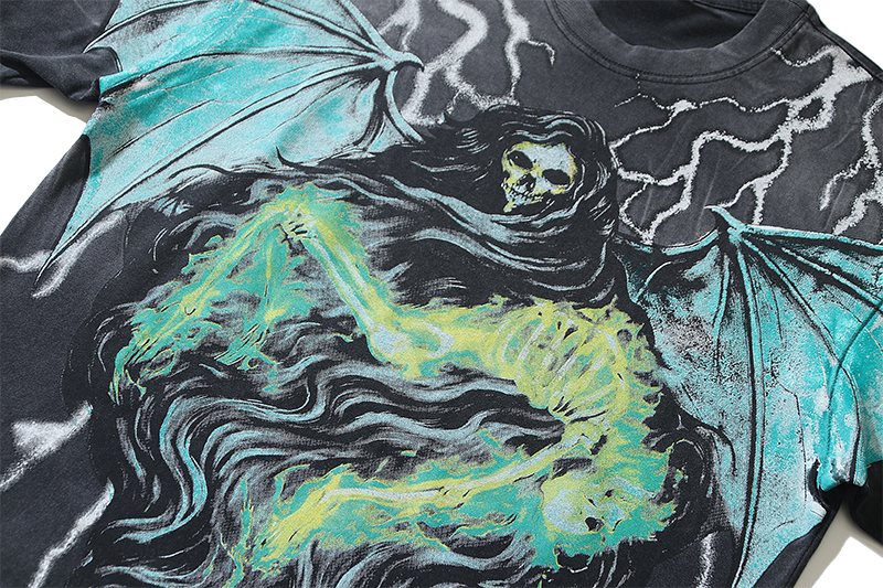 VALE USA Grim Reaper Graphic T-Shirt - Charcoal Black