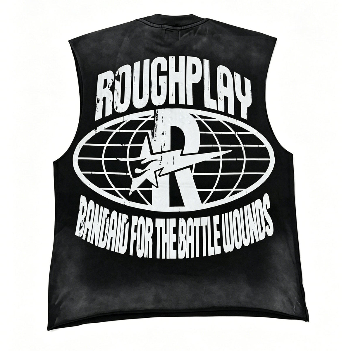 Rough Play Warning Globe Graphic Sleeveless T-Shirt