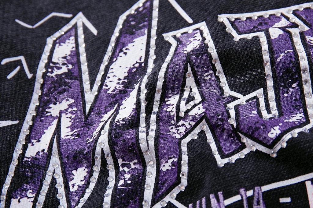 MAJESTIK Washed Rhinestone Graphic T-Shirt