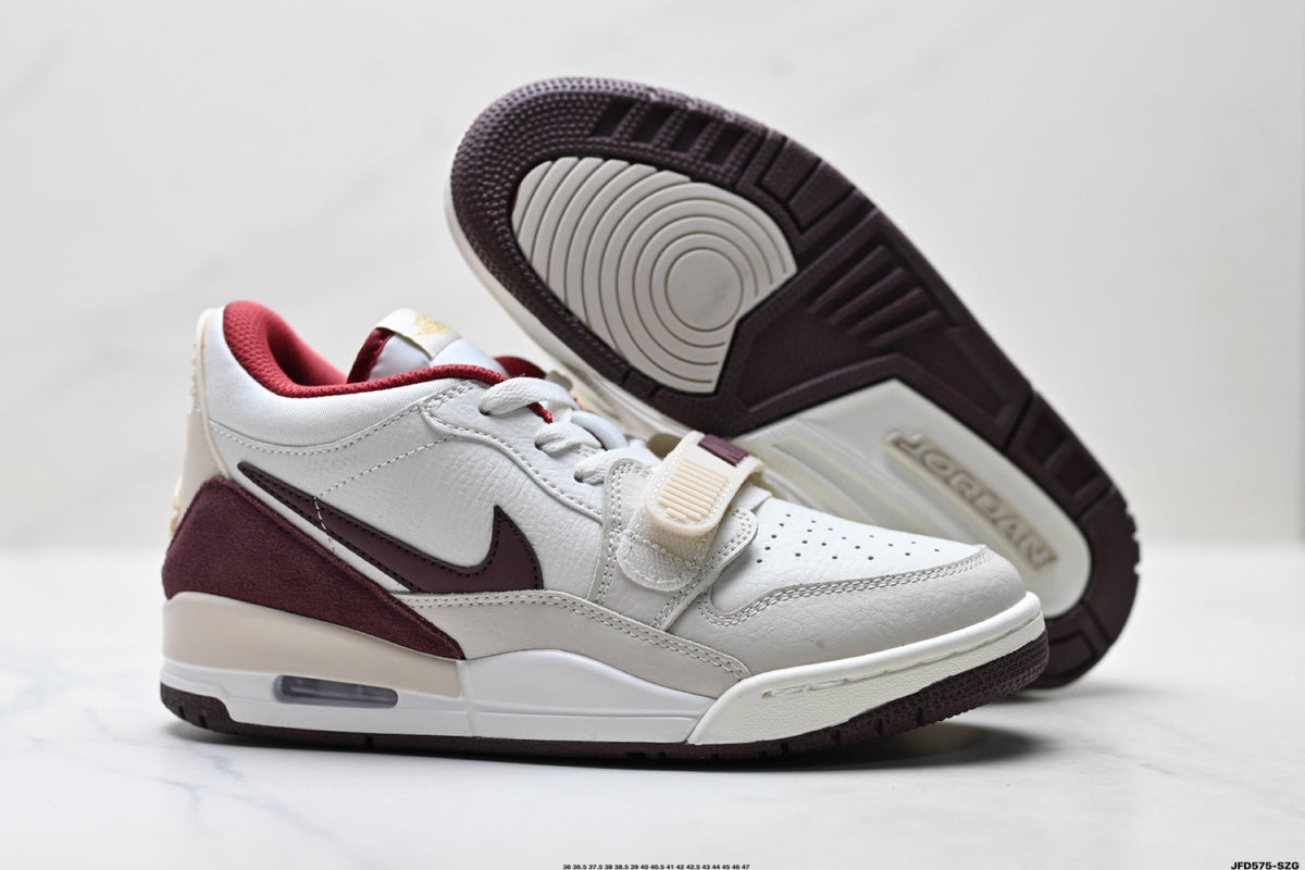 Jordan Legacy 312 Low White Burgundy Red Sneakers
