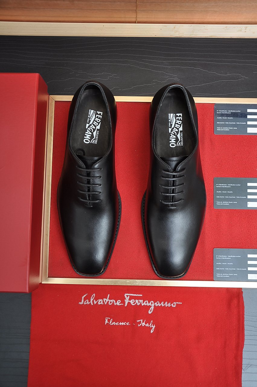 Salvatore Ferragamo Black Lace-Up Dress Shoes