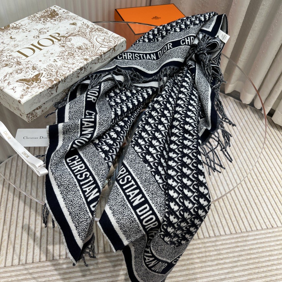 Dior Monogram Fringed Shawl