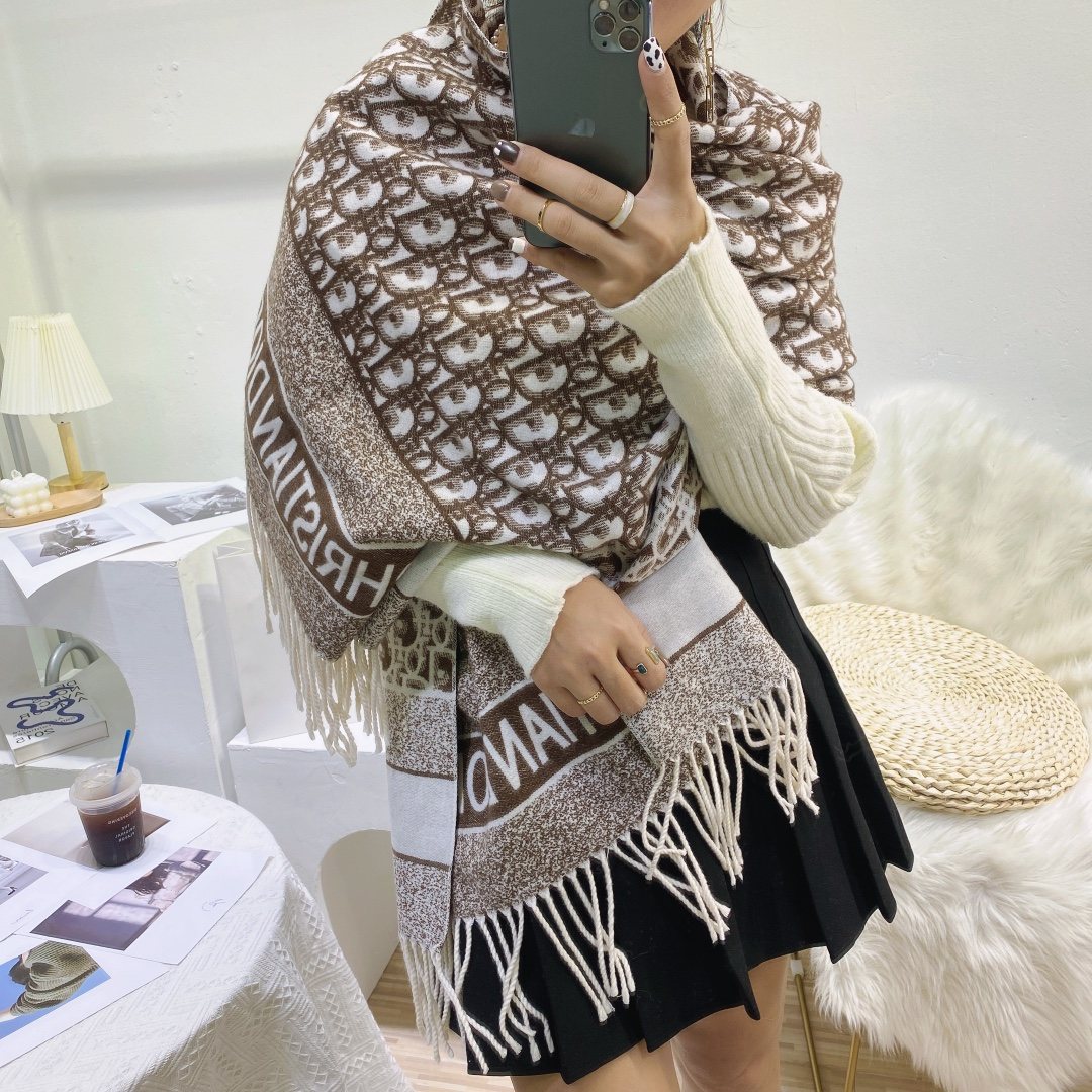Dior Patterned Fringed Scarf