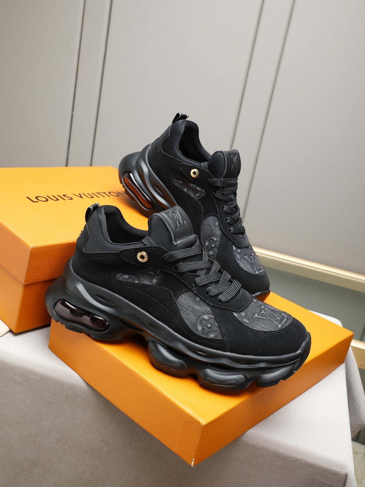 Louis Vuitton Patterned Panel Chunky Sneakers