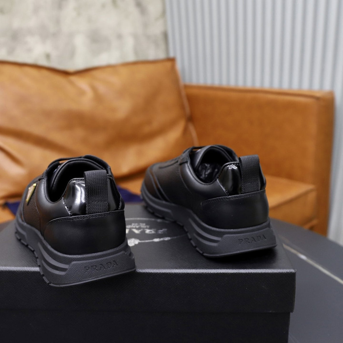 Prada Leather Lace-Up Sneakers
