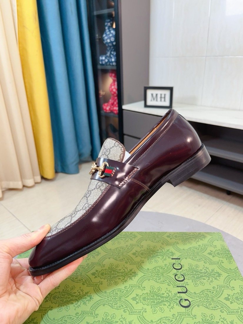 Gucci Monogram Metal Bit Loafers
